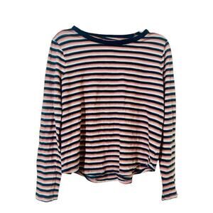 MADEWELL Cotton Rib-Crewneck Long-Sleeve Shirtail Hem Tee Size M